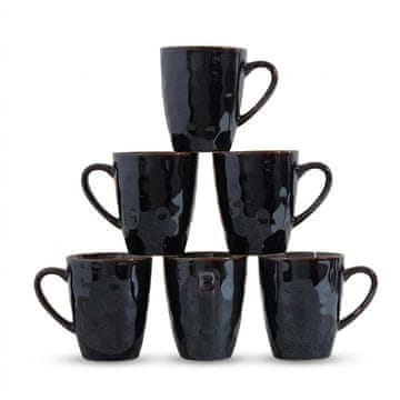 Nikcorp Set 6 keramičkih šalica za kavu 350 ml crne kamenina ručna izrada s jedinstvenim gradijentom boje perilica posuđa mikrovalna pećnica visina 8 cm promjer otvora 12,3 cm promjer baze 9,3 cm