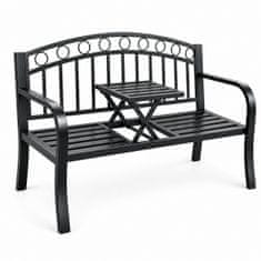 Aga Metalna vrtna klupa s preklopnim stolom 127x53x84 cm