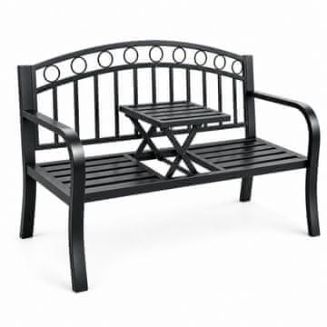 Aga Metalna vrtna klupa s preklopnim stolom 127x53x84 cm