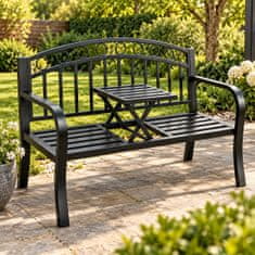 Aga Metalna vrtna klupa s preklopnim stolom 127x53x84 cm