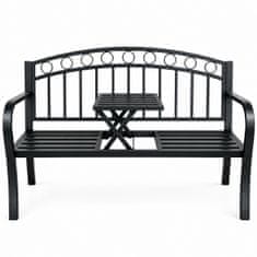 Aga Metalna vrtna klupa s preklopnim stolom 127x53x84 cm