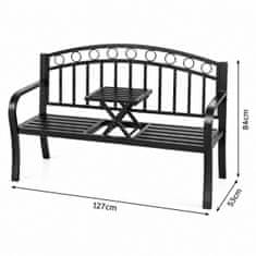 Aga Metalna vrtna klupa s preklopnim stolom 127x53x84 cm
