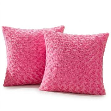 Nikcorp Set 2 Dekorativnih Jastučnica od Pliša Ružičasta 45x45 cm, Mekane Dvostrani Plüš s Skrivenim Patentnim Zatvaračem, Perive u Perilici (Nježni Ciklus), za Dnevni Boravak, Spavaću Sobu