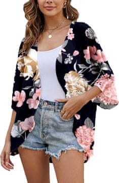 Nikcorp Ženski kimono ogrtač za plažu Boho šifon prozračan lagan oversize kroj rukav 3/4 crni veličina M casual za plažu, ured, večernji izlasci brzo se suši otporan na deformacije