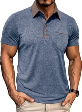 Nikcorp Muška polo majica kratkih rukava s ovratnikom Golf, prozračna, lagana, plava 3XL, 75% poliester 20% viskoza 5% elastan, gumbi, džep na prsima, za svakodnevno nošenje, sport i rekreaciju