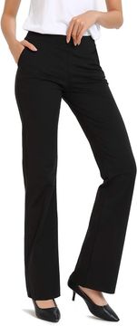 Nikcorp Ženske bootcut hlače elegantne elastične yoga crne XXL s podesivom duljinom nogavica 71, 76, 81, 86 cm, stretch pletivo, potpuno neprozirne, 2 prednja džepa, bootleg kroj za posao i sport