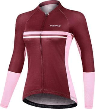 Nikcorp Ženska biciklistička majica dugih rukava Slim Fit crvena 2XL prozračna brzosušeća od poliestera s 3 džepa na leđima, punim patentnim zatvaračem, silikonskim trakama i reflektirajućim oznakama