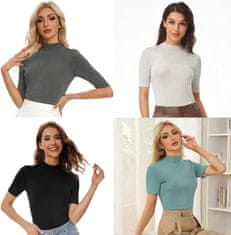 Nikcorp Ženska majica s visokim ovratnikom Golf Dopadajuća bluza Slim Fit Mekana Elastična Prozračna s rukavom 1/2 Bazni sloj Svakodnevna odjeća Visoka elastičnost Siva XL