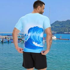 Nikcorp Muška Rash Guard Majica UV Zaštita UPF 50+ Kompresijska Brzosušeća Plava XXL, za plivanje, surfanje i vodene sportove, elastična rastezljiva u 4 smjera, odvodi vlagu, lagana, meka tekstura