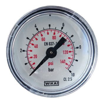 Bourdonova cijev za mjerenje tlaka, raspon 0-10 bara (0-140 psi), promjer 40 mm, stražnji priključak 1/8