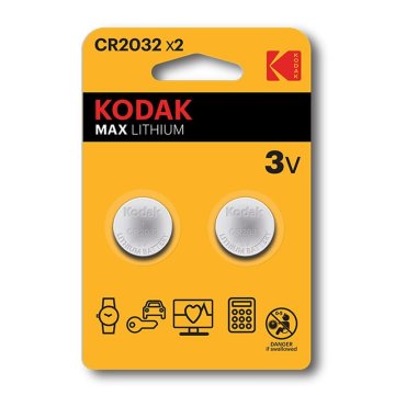 Kodak MAX LITHIUM CR2032 gumbaste baterije 2 kom CR 2032 za daljinski upravljač sata