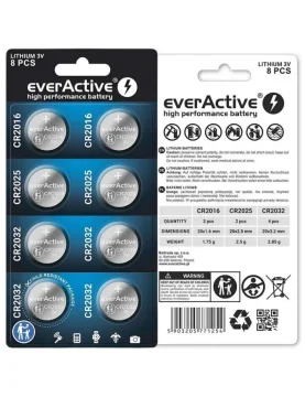 everActive KOMPLET LITIJEVIH BATERIJA 4x CR2032 2x CR2025 2x CR2016 za daljinski upravljač sata