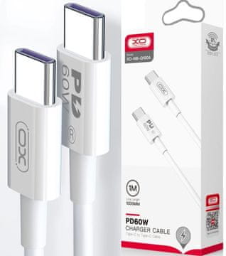 XO NB-Q190A brzi PD kabel USB C - USB C 1m 60W bijeli