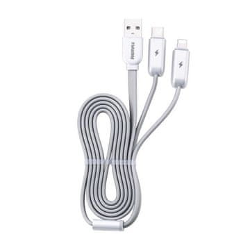 REMAX Twins RC-078th kabel 3u1 USB micro Lightning USB-C 2.1A 1.15M srebrni
