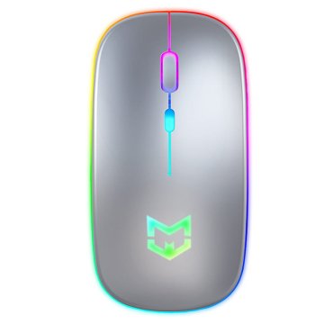 Bežični miš A2 Silver, punjiv s USB-om, tihi, bez klika, s pozadinskim osvjetljenjem M444015SR