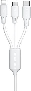 WK Design 3u1 USB kabel - Micro USB / Lightning / USB tip C 2A 115 cm bijeli (WDC-103th bijeli) univerzalni