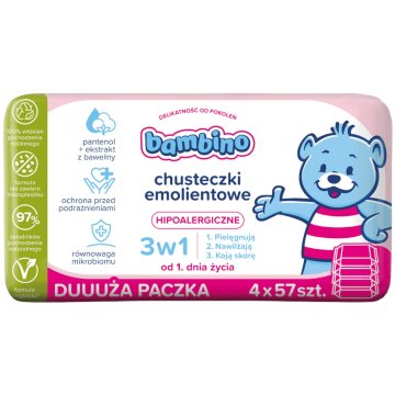 BAMBINO hipoalergene emolijentne vlažne maramice 4x57 kom.