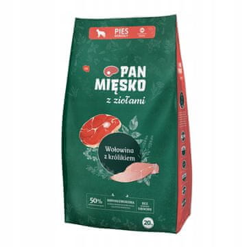 Pan Mięsko Suha hrana za pse Mr. Meat s začinskim biljem govedina kunić srednje pasmine 1 kom.