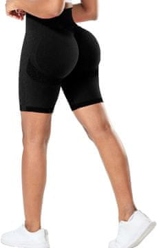 Nikcorp Ženske sportske kratke hlače push-up bez šavova crne veličina S visoki struk 10 cm 4-way stretch efekt scrunch butt za fitness joga trčanje teretana neprozirne brzo se suše prozračne
