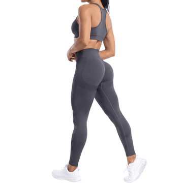 Nikcorp Ženske sportske tajice Push Up visoki struk bez šavova tamnosive L 4-way stretch squat proof za trening, jogu i trčanje, 10 cm pojas, ojačani klin u međunožju, prozračan materijal za teretanu