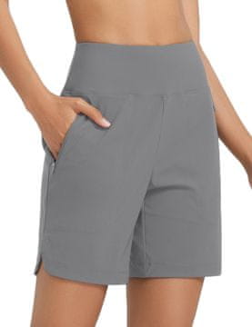 Nikcorp Ženske kupaće kratke brzosušeće UPF 50+, sive XXL, duljina nogavice 18 cm (7 inča), elastični visoki struk s vezicom, 2 džepa s patentnim zatvaračem, ugrađena podstava, za plivanje i surfanje