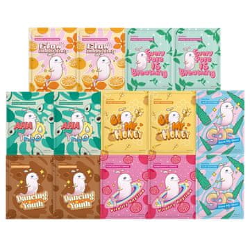Nikcorp Set maski za lice 14 kom u obliku lista Spa Gift Set hidratantna s aloe verom, zelenim čajem, avokadom i narom bez parabena i silikona bez alkohola za osjetljivu kožu