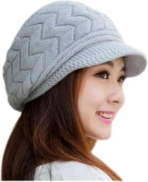 Nikcorp Zimska ženska kapa beanie s heklanim ušima Crochet, siva, univerzalna One Size, mekana i topla, elastičan kroj, gusta tkanina, casual stil, idealna uz zimski kaput ili pernatu jaknu