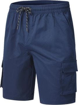 Nikcorp Muške Cargo Kratke Hlače s Elastičnim Pojasom i Vezicom Tamnoplave Veličina S Tkanina Twill 100% Poliester Micro-Elastic 6 Džepova Press Stud Casual Sportski Stil Ojačani Šavovi Opušten Kroj