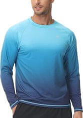 Nikcorp Muška majica za plivanje rashguard, brzosušeća i prozračna, lagana, 4-way stretch tkanina, ravni šavovi, antibakterijska, vodootporna, moderan gradijent, plava, 3XL, za plažu i bazen