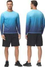 Nikcorp Muška majica za plivanje rashguard, brzosušeća i prozračna, lagana, 4-way stretch tkanina, ravni šavovi, antibakterijska, vodootporna, moderan gradijent, plava, 3XL, za plažu i bazen