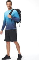 Nikcorp Muška majica za plivanje rashguard, brzosušeća i prozračna, lagana, 4-way stretch tkanina, ravni šavovi, antibakterijska, vodootporna, moderan gradijent, plava, 3XL, za plažu i bazen