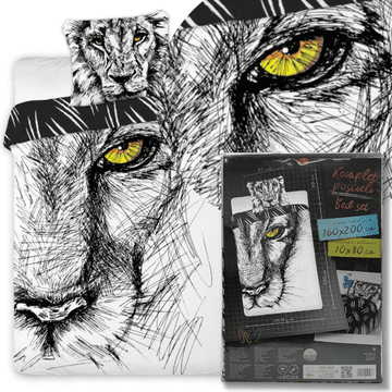 Faro POSTELJINA LION SKETCH CRNO-BIJELA MLADI 160X200 PAMUK PAMUK