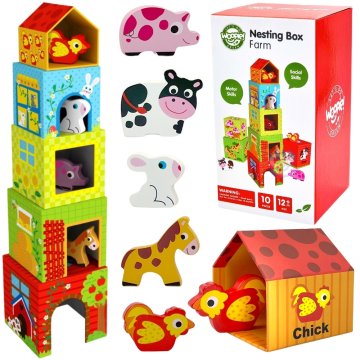 EE WOOPIE GREEN Farma u kutijama Slagalica s kockama + figure 10 komada.