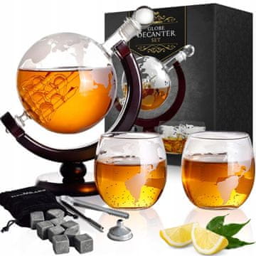 Mikamax Set za viski GLOBUS, vrč za alkohol + čaše, poklon za muškarca