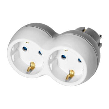 Orno Rozgałęźnik 2x2P+Z (Schuko), biało-szary