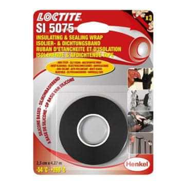Loctite SI 5075 2,5 cm x 4,27 m Silikonska izolacijska i brtvena traka - crna, lijepi se samo za sebe, brzo brtvi crijeva i žice, za popravak električne izolacije