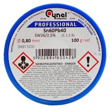 Cynel Lemilica za lemljenje s fluksom Sn60Pb40-SW26/2,5% Ø 0,80 100 g, lem, elektronička industrija