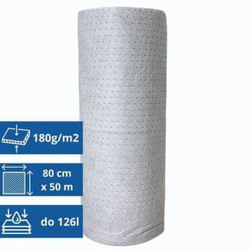 IB Univerzalna upijajuća prostirka u roli, sorbent za ulja, rashladne tekućine, tekućine, 80 cm x 50 m, polipropilen, visoka upijajuća moć, 180 g/m2, svijetla, siva