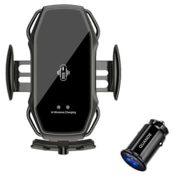 Set auto držača s bežičnim punjačem Smart Wireless Fast Charger 15W i 18W 3.0 univerzalnim adapterom, 2 komada