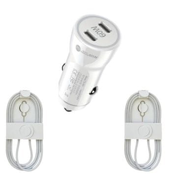 komplet za brzi punjač za automobil s dvostrukim USB-CC 60W, 2 USB-CC 60W podatkovna kabela duljine 1 m, kompatibilan s iPhoneom 17 Air, 17 Pro, 17 Pro Max