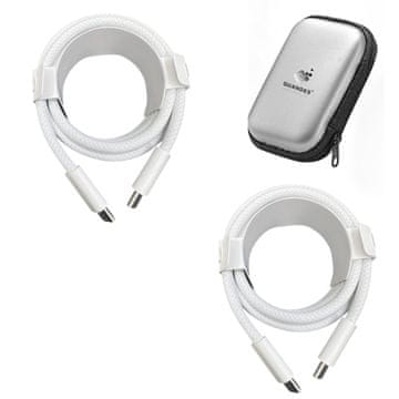 USB-C podatkovni kabel pletena torba za pohranu 240 W 2 m kompatibilna s iPhoneom 17/ 16/ 15 pro/ 15 pro max i iPadom Pro 2020, 2 komada