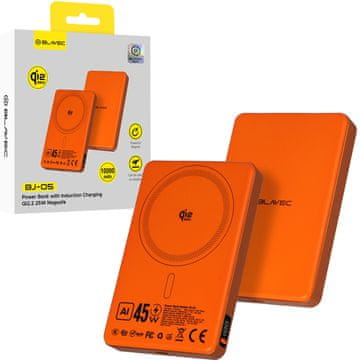 BLAVEC Powerbank BJ-05 Ultra Fast 10000 mAh 16mm Tip C Qi2.2 25W PD 45W Magnetska Indukcija MagSafe 2u1 PBBJ05-QI22MC10O Narančasti Aluminij