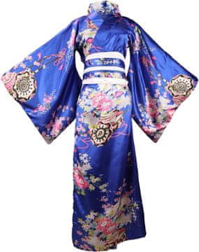 Nikcorp Kimono ogrtač ženski Japanska Yukata s cvjetnim uzorkom plavi Univerzalna veličina One Size od poliestera lagan i prozračan dugi rukav s pojasom obi i mašnom za festivale, cosplay i Noć vještica