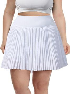 Nikcorp Teniska suknja za žene Plus Size sportska s ugrađenim kratkim hlačicama i džepovima bijela 4XL visoki struk A-line kroj 92% poliester 8% elastan 4-way stretch za tenis trčanje jogu
