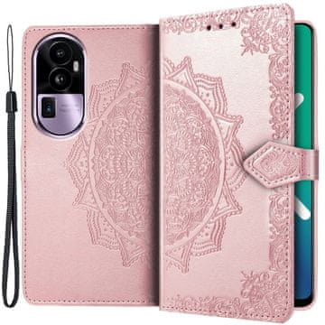 GS Preklopna maskica za Oppo Reno 10 / 10 Pro, Mandala, ružičasto zlatna