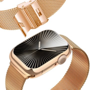 GS Narukvica + futrola sa zaštitnom folijom za Apple Watch 10/11 42 mm, ružičasto zlatna