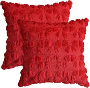 Nikcorp Jastučnice za ukrasne jastuke set 2 kom 45x45 cm crvene plišane od umjetnog krzna sa žakardnom teksturom 100% poliester skriveni patentni zatvarač za dnevni boravak spavaću sobu