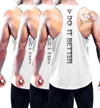 Nikcorp Muška Tank Top sportska majica bez rukava za trening Muscle Fit Y-Back racerback prozračna tech-mesh tkanina brzo odvođenje topline i vlage ultralagana set 3 kom bijela S