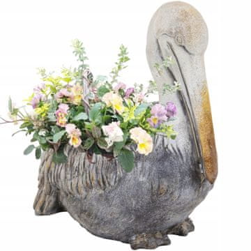 Navlaka za figuricu tegle za cvijeće 22,5x23 cm betonska ptica pelikan sivi vrt