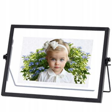 CRNI OKVIR ZA FOTOGRAFIJE 10x15cm METALNI GLAMOUR plutajući samostojeći
